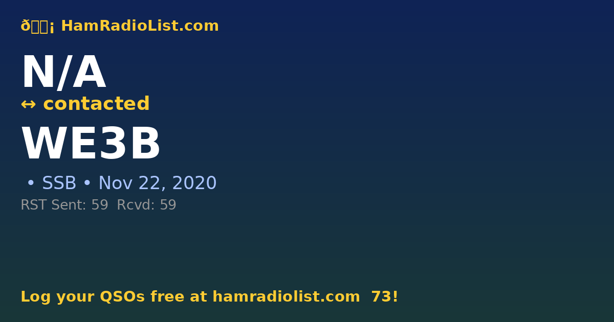 QSL Card: N/A ↔ WE3B – HamRadioList.com